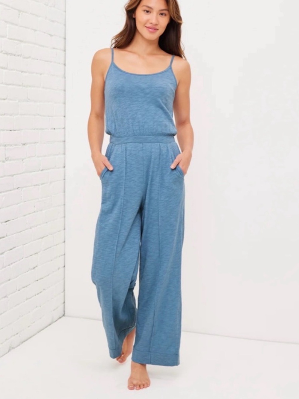 Blue NWT Wide-Leg Jumpsuit with Spaghetti Straps - Picture 1 of 5